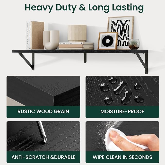 Floating Shelves 8 Inch Deep, 36W x 8D Wall Shelf Set of 2, 60 lbs Heavy Duty - Image 6
