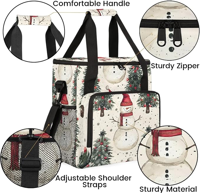 Christmas Snowman Tree Coffee Maker Carring Bag, Large Insulated Storage - Image 6
