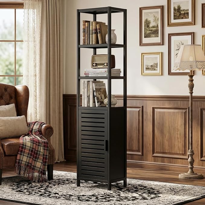 HITNET Bathroom Cabinet Freestanding, Tall Slim Bamboo Storage Cabinet - Image 2