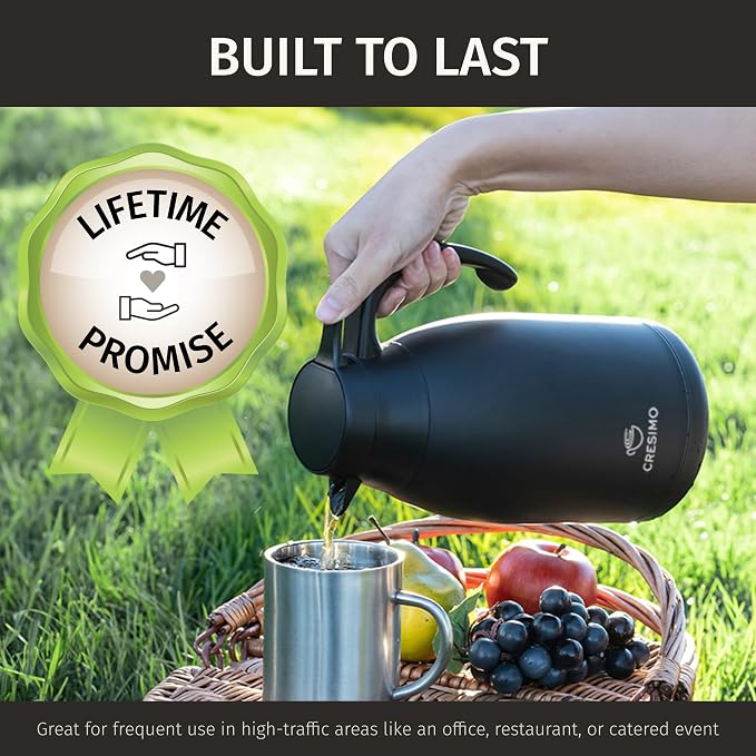 Cresimo 68 Oz Stainless Steel Black Thermal Coffee Carafe/Double Walled Vacuum - Image 7