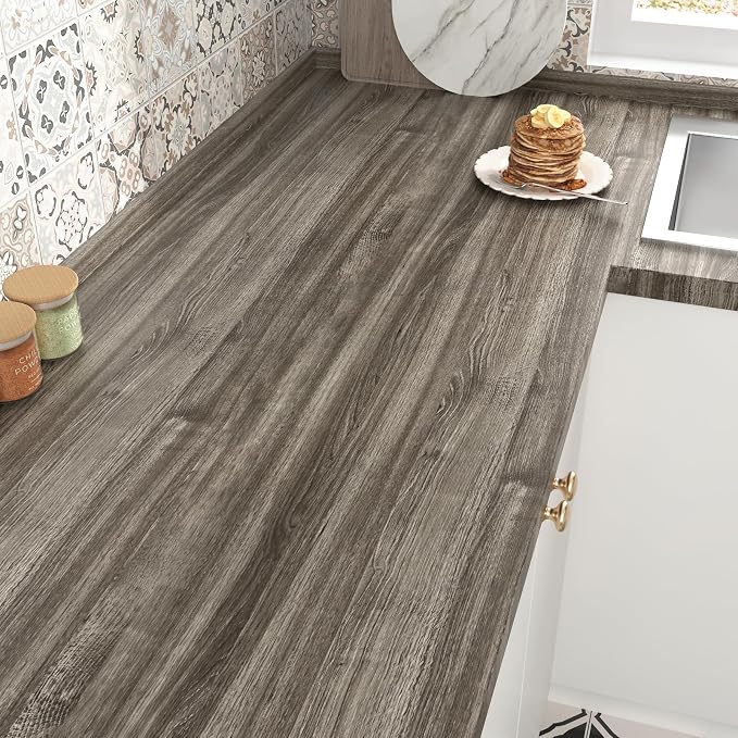 WESTICK Brown Wood Countertop Peel and Stick Wood Wallpaper Vintage Wood by WESTICK