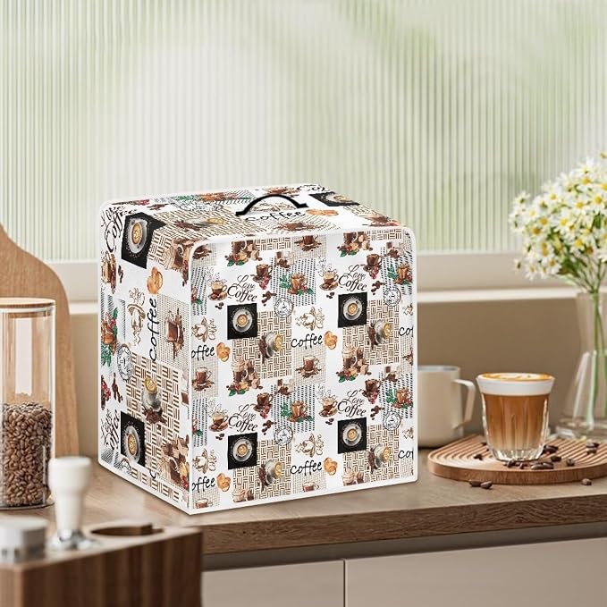 Elegant Coffee Floral Coffee Maker Cover - Image 3
