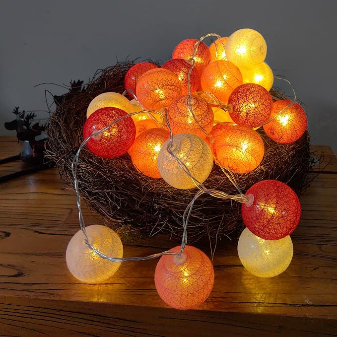 Gardeningwill 3M/10Ft 30 Red White Ball LED Battery Operated String Fairy Light - Image 4