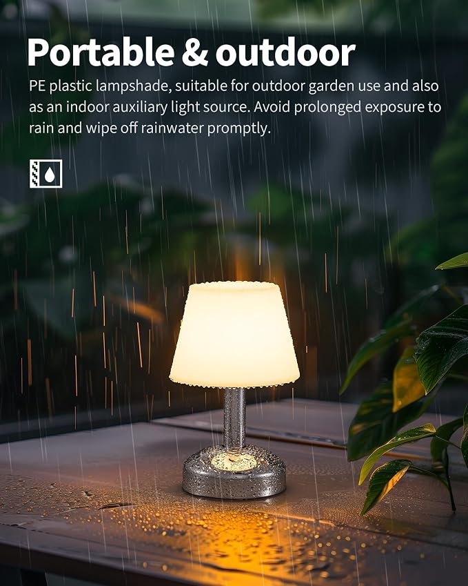 KDG Modern Cordless Small Table Lamps, Outdoor Portable Shower Waterproof LED - Image 2