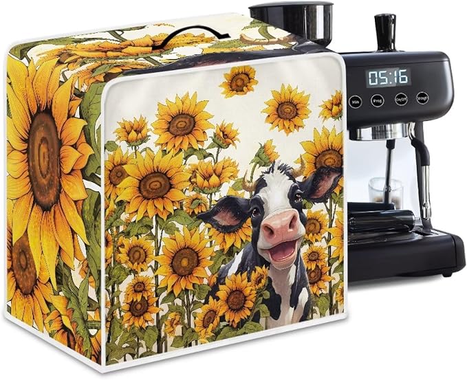 Coffee Maker Dust Cover Highland Cow Sunflower Print Universal Coffee Machine by Unknown
