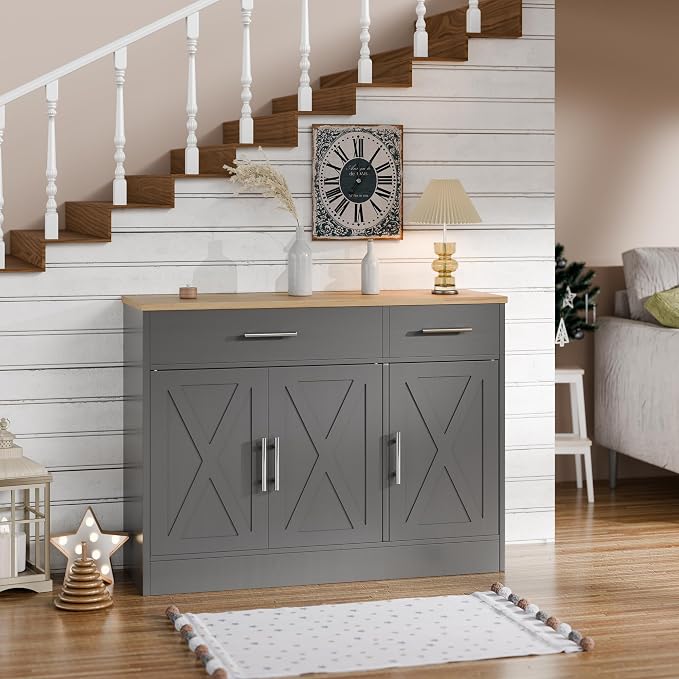 SUNLEI Kitchen Buffet Sideboard Cabinet, Wooden Storage - Image 10