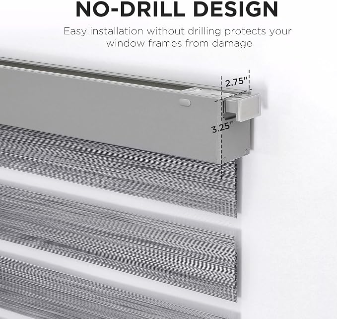 Joydeco No Drill Zebra Blinds for Windows, Cordless Day & Night Dual Sheer - Image 4