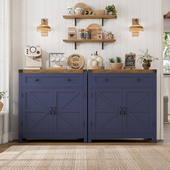 HOSTACK Coffee Bar Cabinet, Kitchen Storage Cabinet, Modern Farmhouse Buffet - Image 5