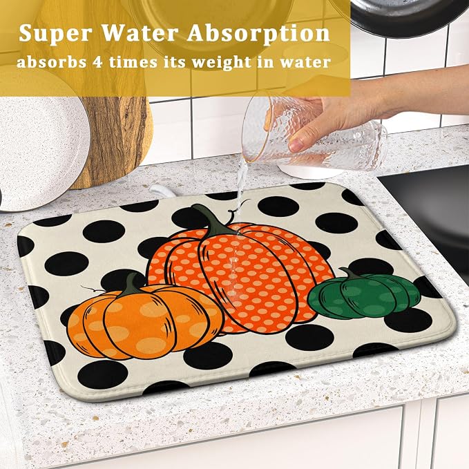 Autumn Pumpkin Dish Drying Mat for Kitchen Counter - Image 7