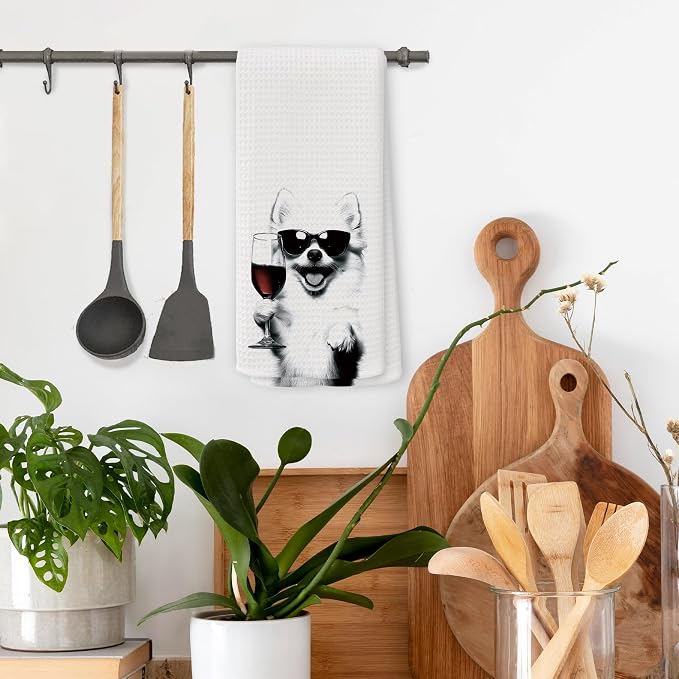 Funny Pomeranian Wine Kitchen Towels, Gifts - Image 2