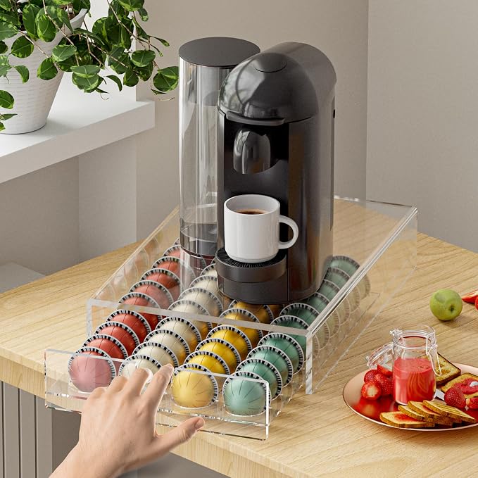 Acrylic Coffee Pod Organizer for Nespresso Vertuo Pod Holder 40 Pods Clear - Image 2
