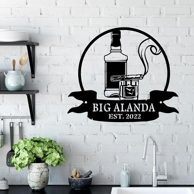 Personalized Led Lights Bourbon Cigar Metal Wall Art, Custom Bar Sign, Outside - Image 3