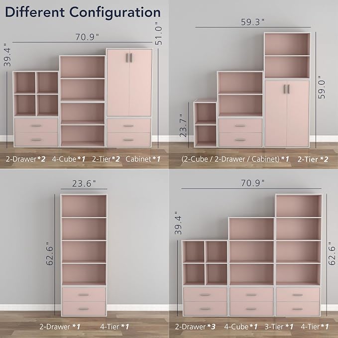 Homes: Inside + Out Apexa 2-Cube Storage Organizer Shelves, Stackable Wood - Image 11