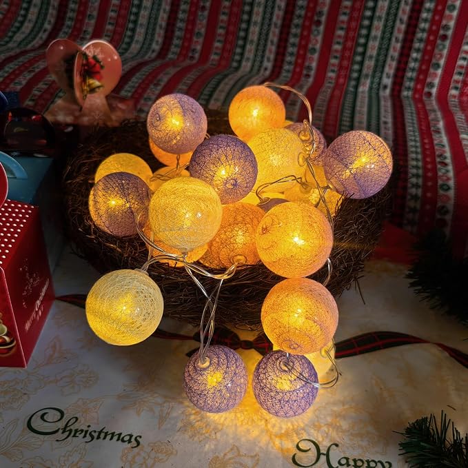 Gardeningwill 3M/10Ft 30 Purple White Ball LED Xmas Wedding Battery Operated - Image 4