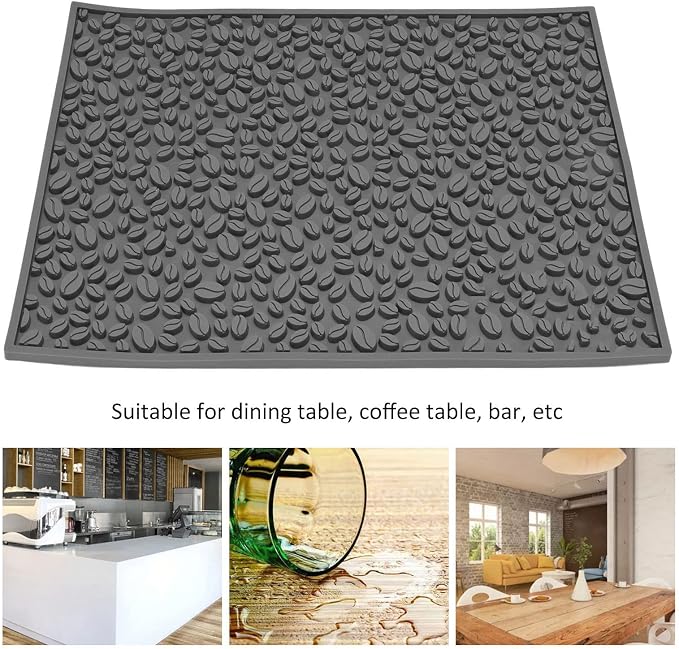 Coffee Bar Mat Slip Water Absorbing | Coffee Bean Design PVC Drip Tray - Image 2