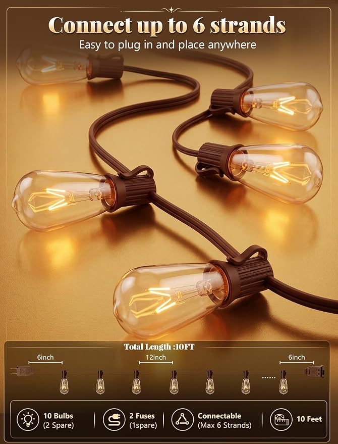 10Ft ST40 Outdoor String Lights - Image 2