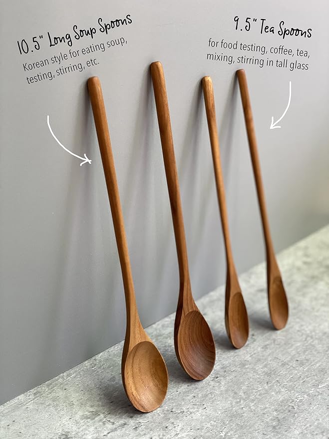 FAAY - 4 Pcs 9.5” Long Teak Spoon, Chef Testing Spoons, Handcrafted Cocktail - Image 5