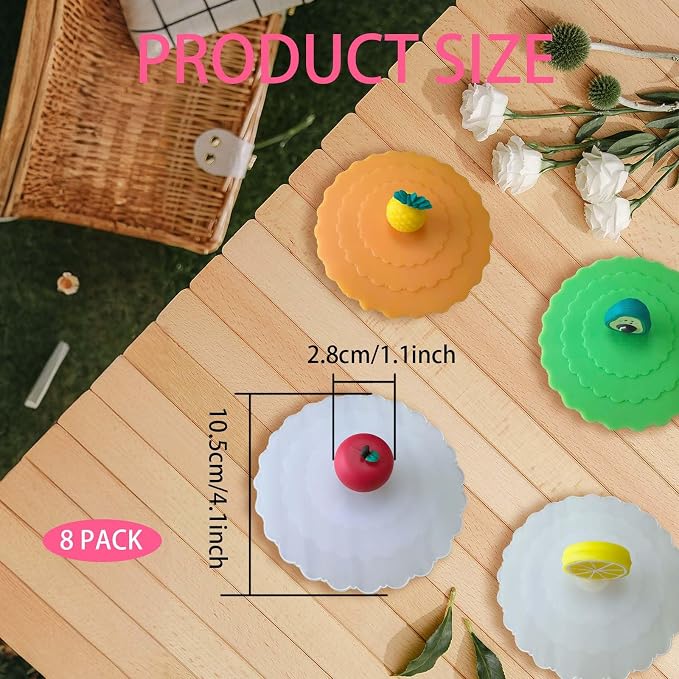 8 Pcs Silicone Cup Covers, Colorful Anti-Dust Coffee Cup Lid Covers - Image 4