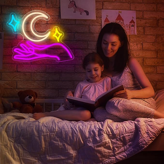 Moon Neon Signs for Wall Decor Star Neon Sign Hand LED Light Moon Wall Decor - Image 5