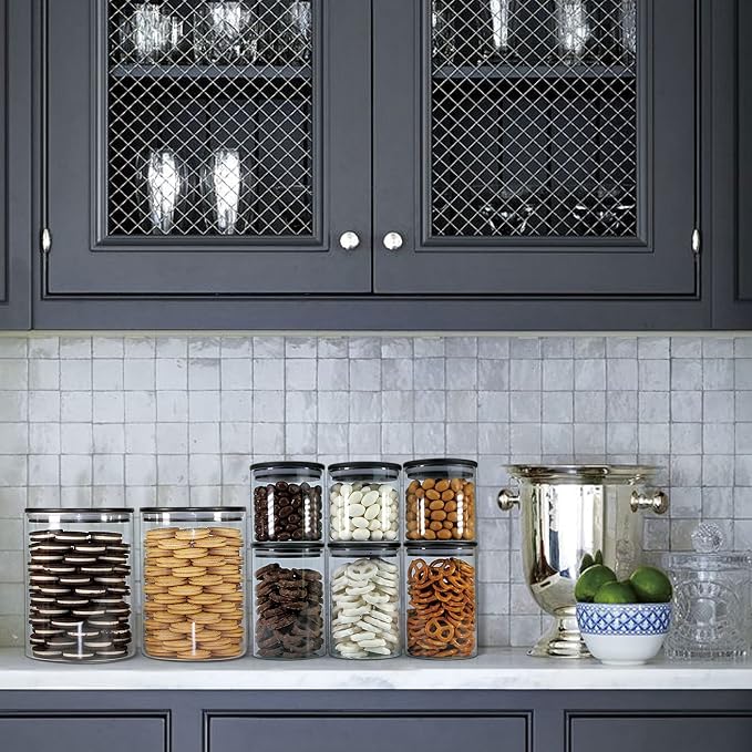 Urban Green Glass Jars with Black Lids, Glass Food Storage Canister with black - Image 7