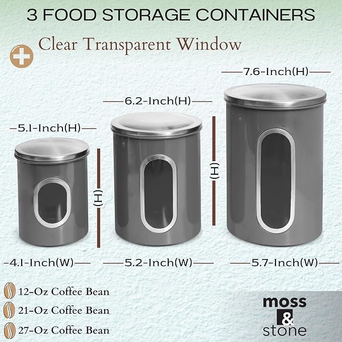 Moss & Stone 3-Piece Gray Canisters Sets - Image 2