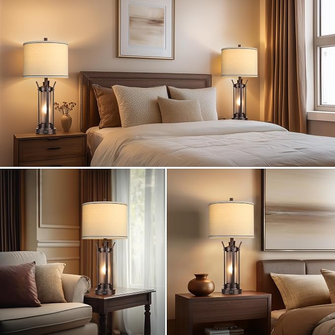 QiMH Farmhouse Table Lamps Set of 2 - Image 6