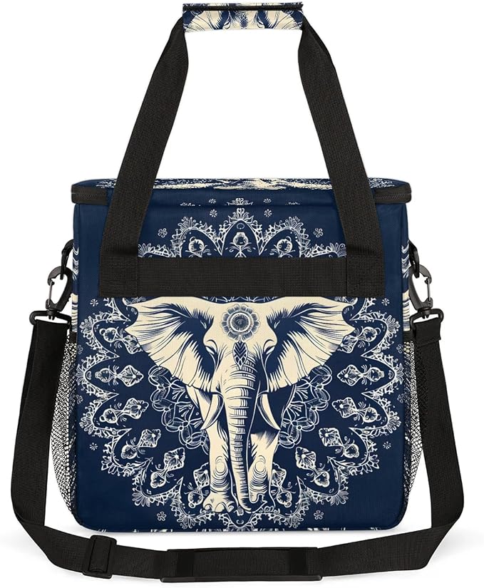 Mandala Elephant Coffee Maker Carring Bag, Large Insulated Storage Organizer - Image 5