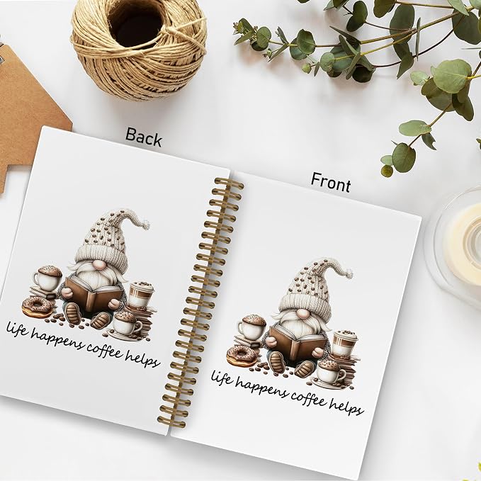 Funny Coffee Gnomes Spiral Notebook, Coffee Lovers Gifts Journal Notebook - Image 3