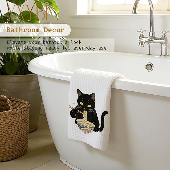 Funny Black Cat Hand Dish Tea Towels - Image 5