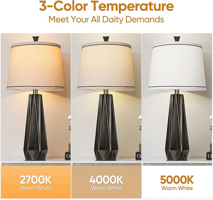 WIHTU Modern Table Lamp Set of 2, 3 Color Temperature Table Lamps - Image 2
