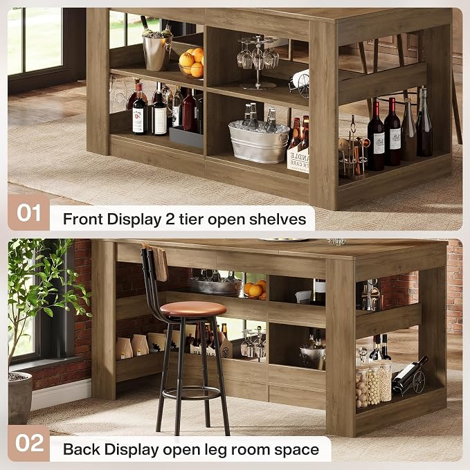 Tribesigns 63-Inch Bar Table, Rectangular Counter Height Table, Wood Pub Table - Image 6