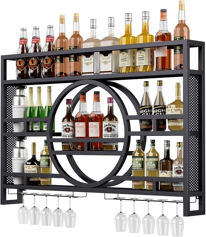 Boshen 3-Tiers 39in Wine Rack Wall Mounted, Floating Bar Shelves by Boshen