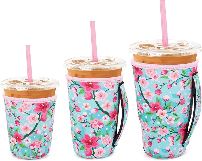 3 Pack Iced Coffee sleeve Insulated Neoprene Cup Sleeves by Snowso