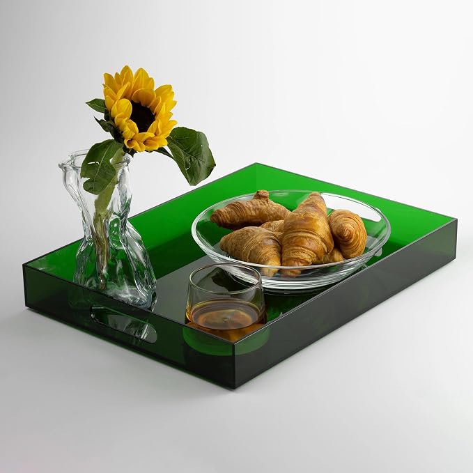 16"x12" Large Acrylic Serving Tray Decorative Ottoman Coffee Table Vanity Tray - Image 7