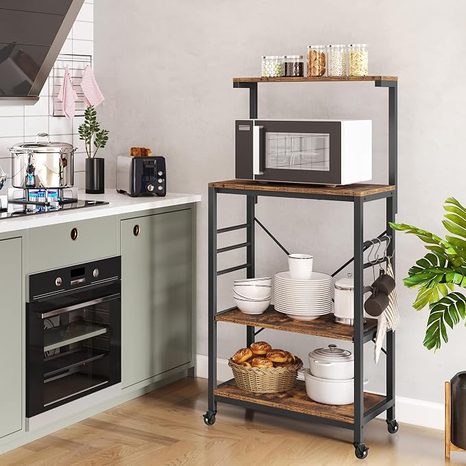 Yaheetech Bakers Rack on Wheels, Microwave Stand Cart Coffee Bar Stand by Unknown