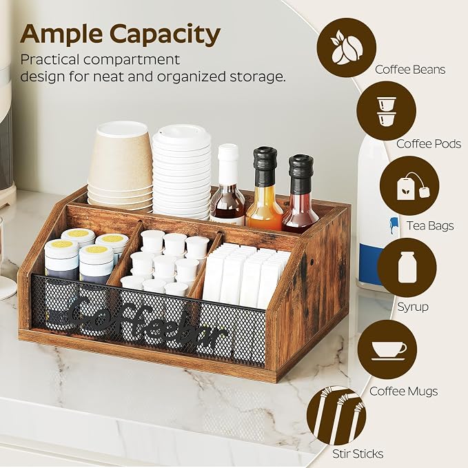 YATINEY Coffee Pod Organizer, Wooden Coffee Bar Organizer - Image 3
