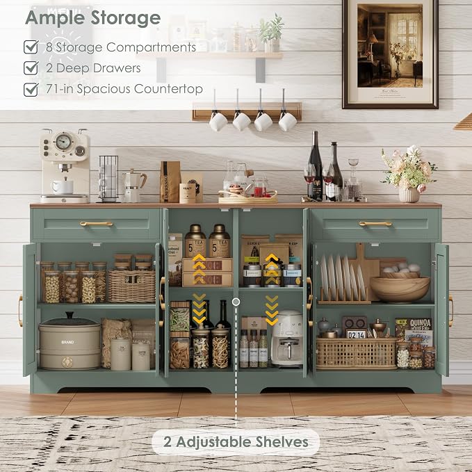 BOTLOG 71” Large Sideboard Buffet Cabinet - Image 4