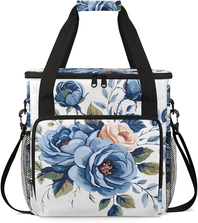 Vintage Blue Roses Coffee Maker Carring Bag, Large Insulated Storage Organizer by Home