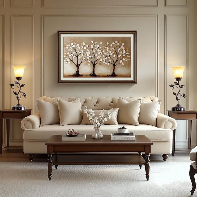 Set of 2 Touch Vintage Bedroom Leaf Table Lamps - Image 5