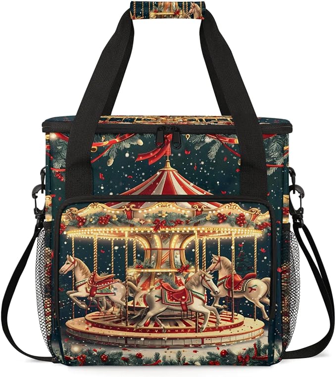 Christmas Carousel Horse Coffee Maker Carring Bag, Large Insulated Storage by Home