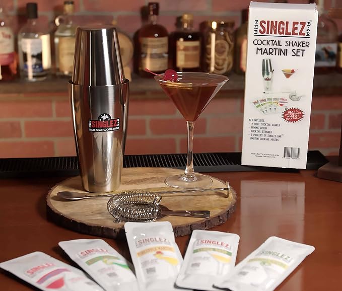 Singlez Bar Boston Cocktail Shaker Kit & Martini Mix | Two Piece Weighted - Image 6