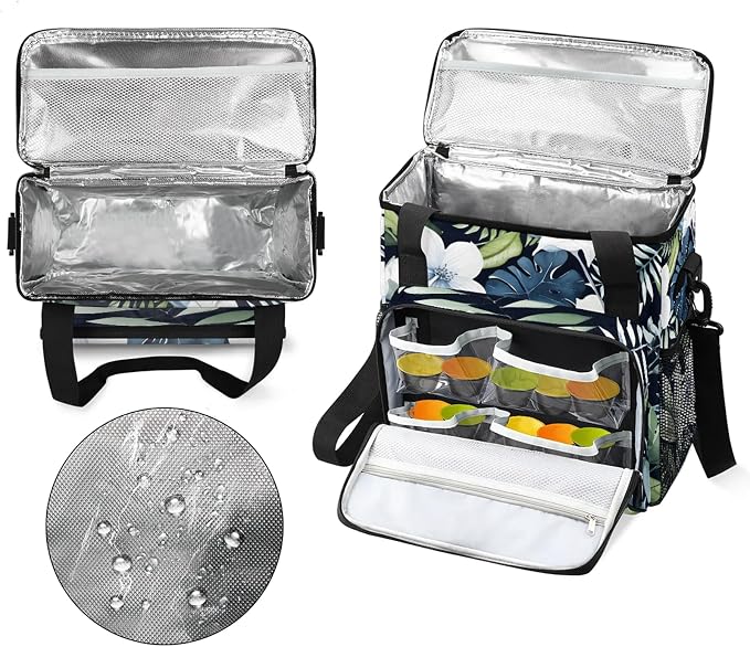 Tropical Palm Leaves Floral Coffee Maker Carring Bag, Large Insulated Storage - Image 3