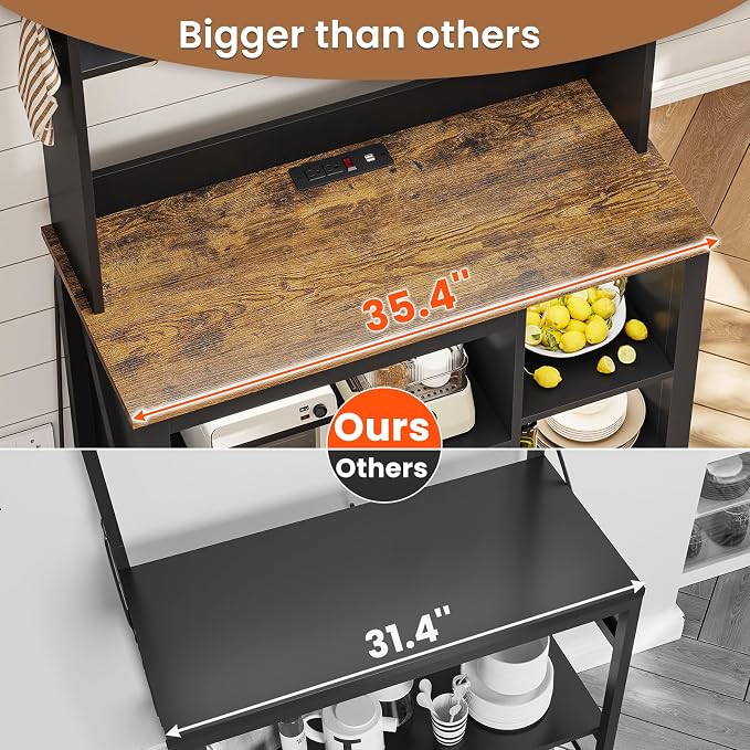 Itaar 35.4 inch Coffee Bar Cabinet, Bakers Rack - Image 5