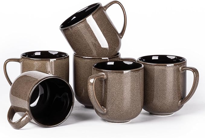 LERATIO 12OZ Ceramic Coffee Mugs Set of 6, Large Porcelain Coffee Cups by LeRatio