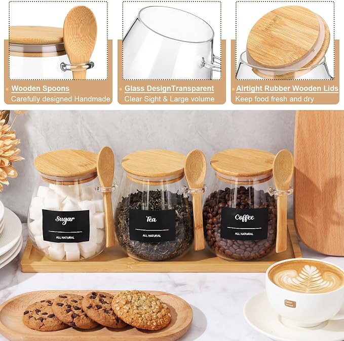 Suclain 3 Pcs Glass Coffee Container - Image 3