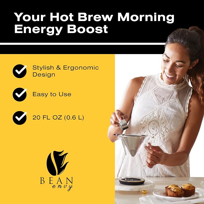 Bean Envy Pour Over Coffee Maker, High-Heat Borosilicate Glass - Image 2