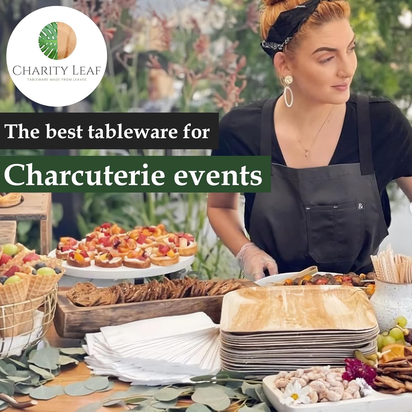 Charity Leaf Disposable Palm Leaf 14"x9" Coffin Trays (25 Pieces) Bamboo Like Serving Platters, Disposable Boards, Eco-Friendly Dinnerware for Christmas, Weddings, Catering, Events