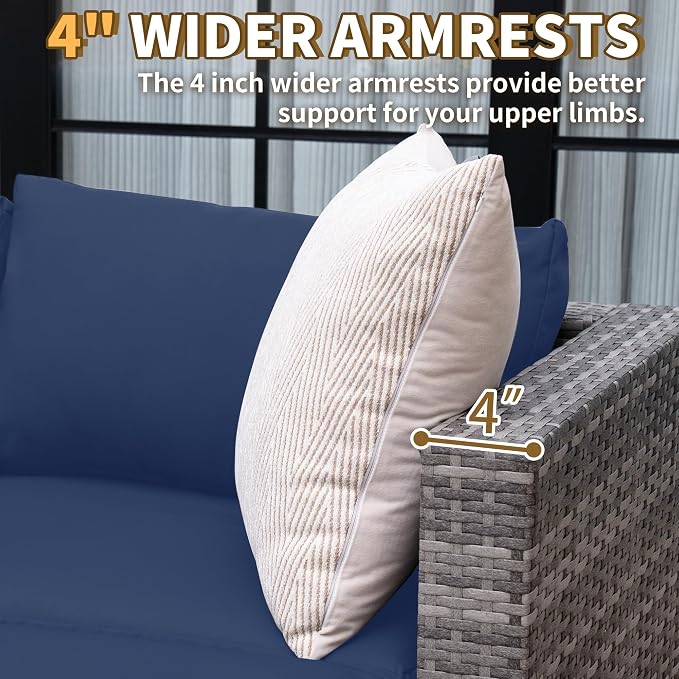 UDPATIO 5 Piece Patio Furniture Set, All-Weather Wicker Outdoor Sectional Sofa - Image 6