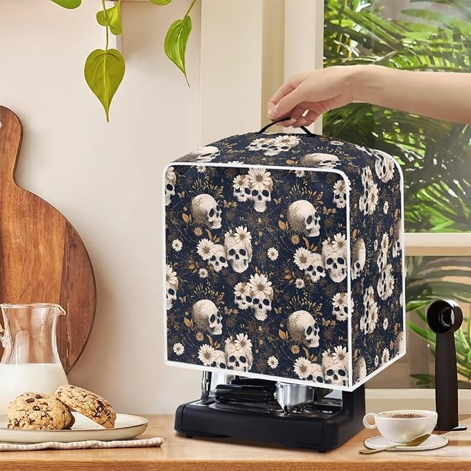 Skull Daisy Coffee Machine Dust Cover Waterproof Universal Barista Express - Image 4