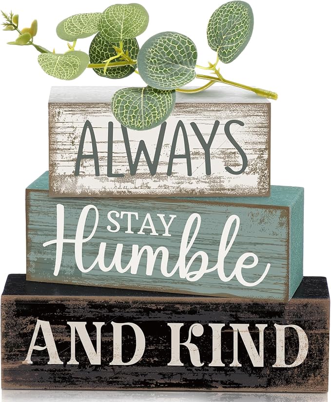 Lineshading 4 Pcs Inspirational Farmhouse Table Decor Always Stay Humble and by Lineshading